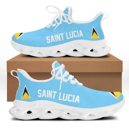 

Saint Lucia Flag Print Lace up Mesh Swing Sneakers Lightweight Casual Platform Shoes for Women Comfort Zapatos