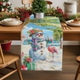 thumbnail image 5 of Christmas Table Runner Snowman Poinsettia Flower Table Runners Beach Ocean Palm Tree Cotton Linen Dresser Scarf Kitchen Dining Table Decor for Christmas Holiday Party Decor 13x36 Inch, 5 of 8