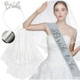 thumbnail image 3 of Yoyauz Bride to Be Set, Set of 3 Bride to Be Belt and Headband, Tiara and Shoulder Long Veil Bachelorette Party Supplies Bridal Shower Decoration Accessories, Set of 3 Bridal Veils, 3 of 6