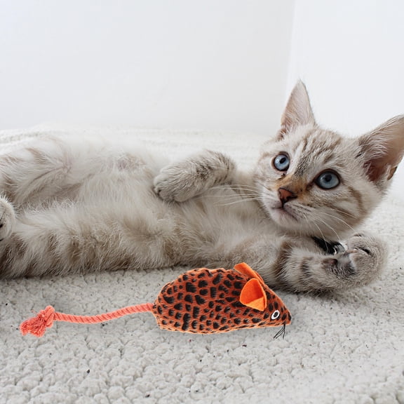 GAXIRE Plush Orange Mouse Shape Kitten Toys Set for Indoor Cats - Exercise, Stimulation, and Interactive Play