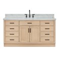 thumbnail image 2 of Ariel Hepburn 67 Inch Single Oval Sink Bathroom Vanity With Italian Carrara Marble Countertop 1.5 Inch Edge In Oak, 2 of 10