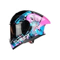 thumbnail image 1 of Casco Abatible De Moto Kov Stark Cyber Nova Rosa Azul Dot, 1 of 5