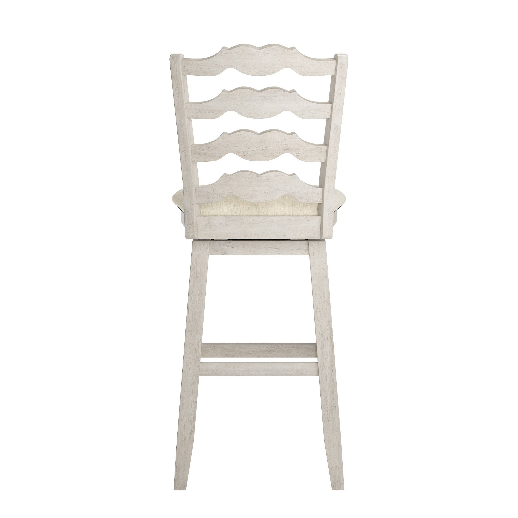 Weston Home Sheena French Ladder Back Bar Height Swivel Stool, Antique White