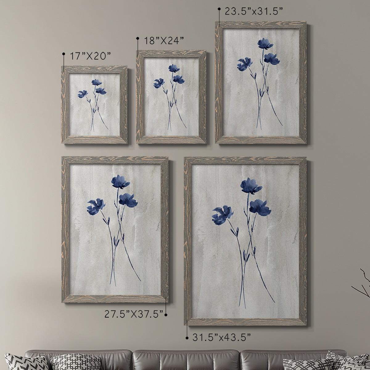 Indigo Botanical III - Premium Framed Canvas 2 Piece Set - Ready to Hang