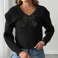 thumbnail image 6 of EchfiProm Bow Sweaters for Women Holiday Pullover Cropped Black Valentines Valentine's Day Ladies Outfits Long Sleeve, 6 of 6