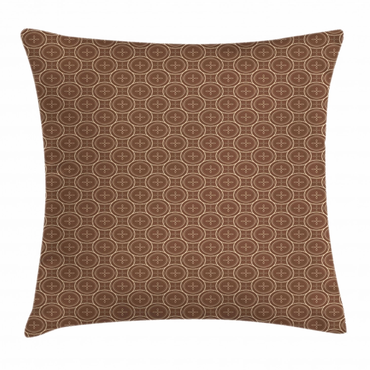 Earth Tones Throw Pillow Cushion Cover, Abstract Inner Circles with