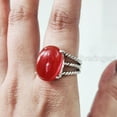 thumbnail image 4 of Natural Red Onyx Ring, Red Onyx Gemstone Ring, December Birthstone, 3 Twisted Band, 925 Sterling Silver, Womens Ring, Christmas, Thanksgiving, Handmade, Statement Jewelry, Natural Gemstone Ring, 4 of 7