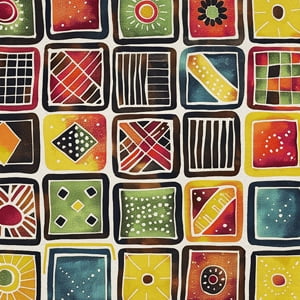 1 Yard 100% Cotton Masai Bead 5, Multi-color, 44" Wide for Quilting & Sewing by David Textiles