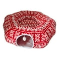 thumbnail image 1 of Lit Tunnel pour Chat Rouge Douillet, Rond, Animal de Compagnie avec Imprimé Festif et Centre pour Confort Intérieur, 1 of 6
