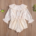 thumbnail image 4 of Xingqing Children's Two Piece Set Girl's Ruffled Sleeve Shirt Printing Solid Overalls, 4 of 9