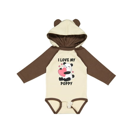 

Inktastic I Love My Poppy with Panda Illustration Gift Baby Boy or Baby Girl Long Sleeve Bodysuit