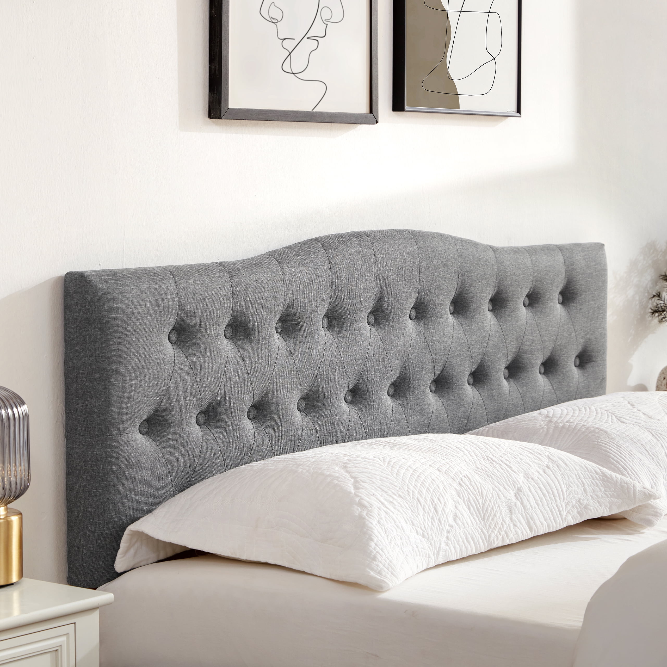 Weture Tufted Upholstered Headboard King Size , Adjustable Height, Gray