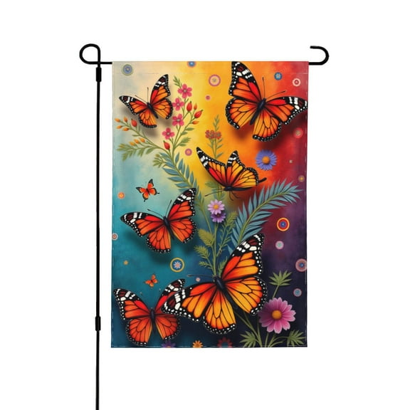 Spring Summer Monarch Butterfly Garden Flag 12x18 Inch Double Sided Outdoor Yard Flag Floral Butterfly Decorations For Home Garden