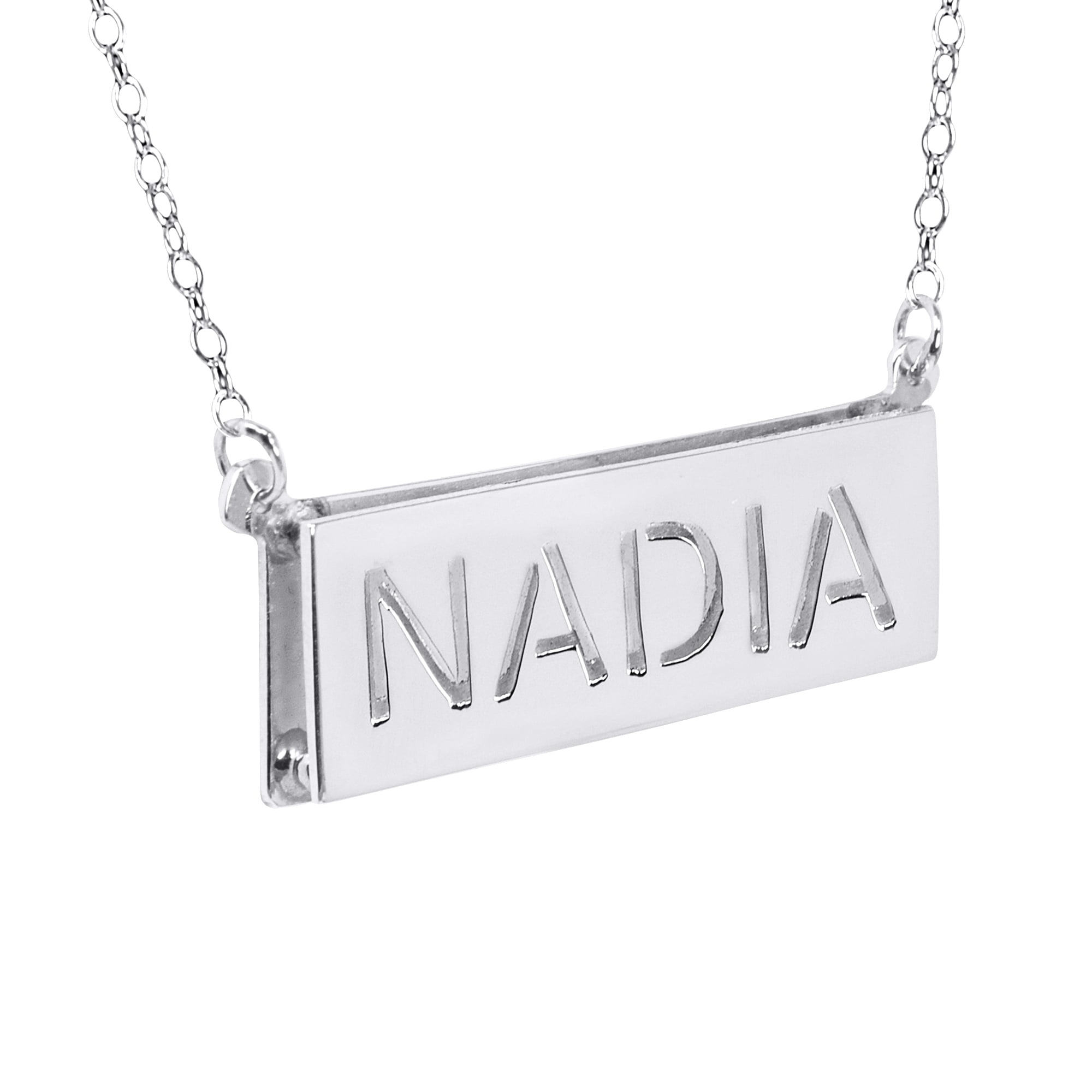 Personalized 3D Double Bar Name Necklace in Sterling Silver