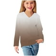 thumbnail image 5 of zbxnLI Girls V Neck Long Sleeve Shirts Teen Girls Gradient Graphic T-Shirts Casual Loose Basic Tees, 5 of 8
