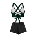 thumbnail image 4 of Bosfbaoi Swimsuit for Women 2-Piece High Waisted Tankini Set Twist Front Crisscross Back Top Boyshort Bottom Regular Solid Tankini Sets for Women, 4 of 6