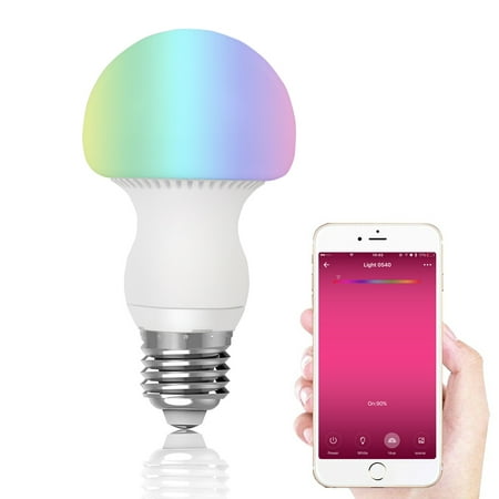 

KTENME Bluetooth Smart Light Bulb LED RGBW Changing + Dimmable White Light Smartphone Remote Controlled Via App Connection by Bluetooth 4.0 E27/27 Socket(8W)