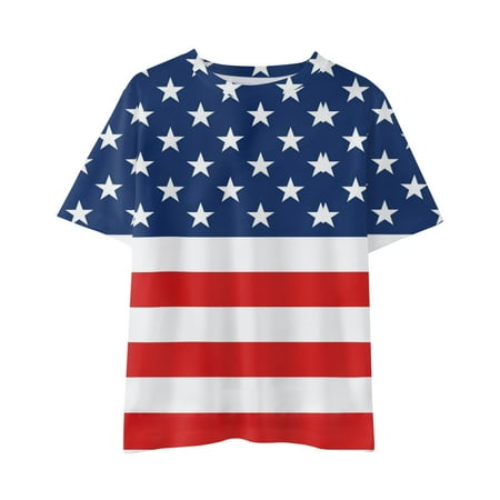 

Little Girls Party Dailywear T-Shirts Independence Day USA Flag Letter Printed O-Neck Short Sleeve 4 Of July Tees Novelty Fashion Unisex Casual Tops Streetwear Daily Clothes Elegant Tshirts