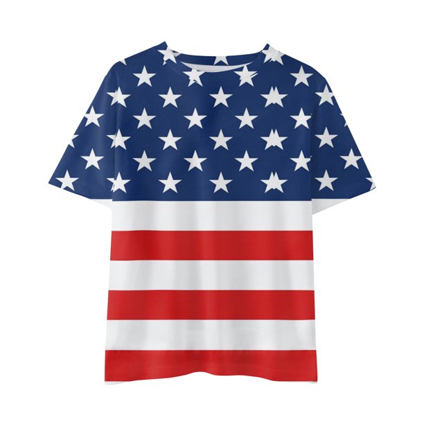 Gibobby Camisa Elegante Camisetas para niños pequeños, camisetas con estampado gráfico 3D del 4 de julio, camisetas de manga corta a la moda para niños y niñas, camisetas (Rosa, 7-8 Años)