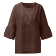 thumbnail image 5 of Womens Summer Tops 3/4 Sleeve Crewneck Plain Blouses Dressy Casual Loose Fit Comfy Womens Fashion Tshirts Shirts, 5 of 6