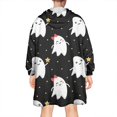 thumbnail image 2 of Wearable Oversized Blanket,Halloween Cute Ghosts Pattern Wearable Blanket Hoodie for Adults,Cozy Hooded Blankets with Super Pockets,Super Warm Fuzzy Pullover for Women & Men, 2 of 6