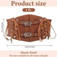 thumbnail image 2 of Brown Leather Corset Belt Vintage Corset Elastic Waist Belts Wide Around Obi Lace Up Trendy Waistband with Alloy Buckle Loosens Bulk DIY, 2 of 9