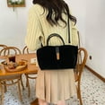 thumbnail image 3 of LHSHIDU Suede Bags for Women Fall Purse Shoulder Handbag Satchel Bag Brown Top-handle Bag, 3 of 6