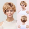thumbnail image 1 of Perruque Blond Dégradé Cheveux Courts Coiffure Mode Perruque en Maille rose Haute Élasticité, 1 of 10