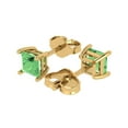 thumbnail image 2 of 14K Solid Gold Push Back Stud Earrings for Women | 2 cttw Princess Cut Simulated Green Diamond | Yellow Gold, 2 of 5