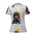 thumbnail image 3 of Naloa Dachshund Sitting in Bathtub Print T-Shirts Short Sleeve V Neck Tees for Women Fashion Tops Trendy Lightweight Soft Casual Summer Outfits Clothes, 3 of 5
