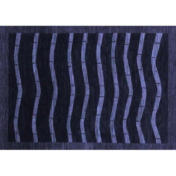 Ahgly Company Machine Washable Indoor Rectangle Abstract Blue Modern Area Rugs, 2' x 5'