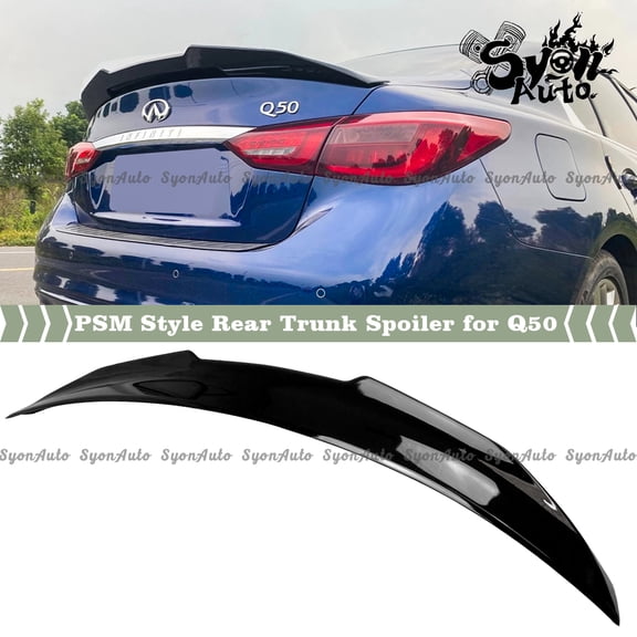 FITS 2014-2021 INFINITI Q50 GLOSSY BLACK PSM STYLE HIGHKICK DUCKBILL TRUNK SPOILER
