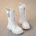 thumbnail image 4 of Elvqul Girls Boots,Shoes for Girls,Winter Lace up Riding Boots Faux Leather Size 2 Big Girls, 4 of 5