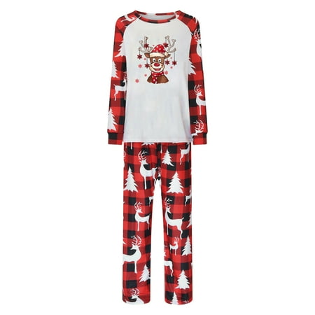 

Christmas Gifts Christmas Pjs Matching Sets Cute Printed Top + Plaid Pants Sleepwear Holiday Pajamas Jammies for Family or Couples