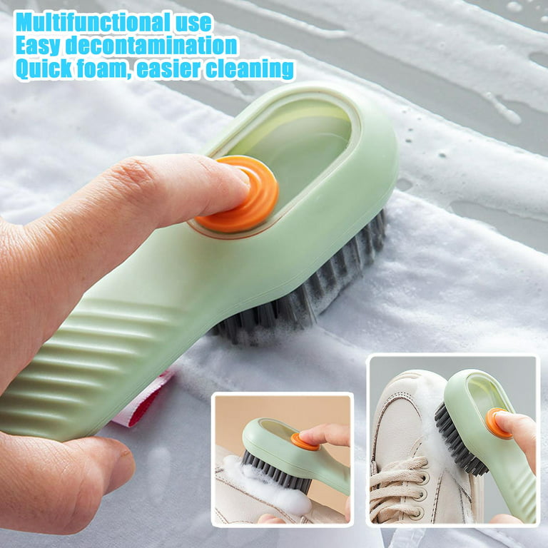 Soft Bristle Cleaning Brush,Press Type Automatic Liquid Adding Brush,  Household Shoes Brush for Student