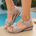 thumbnail image 2 of GERsome Wedge Sandals for Women Open Toe Ankle Strap Dressy Sandals Comfortable Walking Casual Slip On Summer Shoes Beige Size 9, 2 of 7