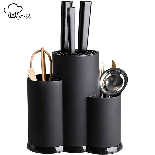 Universal Knife Block Holder,Plastics Flatware Storage Box Organizer with Drainer,Space-Saving Countertop Storage Stand for Knife Spoon Fork Organizer Rack