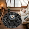 thumbnail image 2 of Black White Paisley Area Rug, Abstract Flower Washable Large Circle Carpet, Non Slip Round Rug for Living Room/Bedroom/Dining Room/Home Office/Dorm, 2 of 9