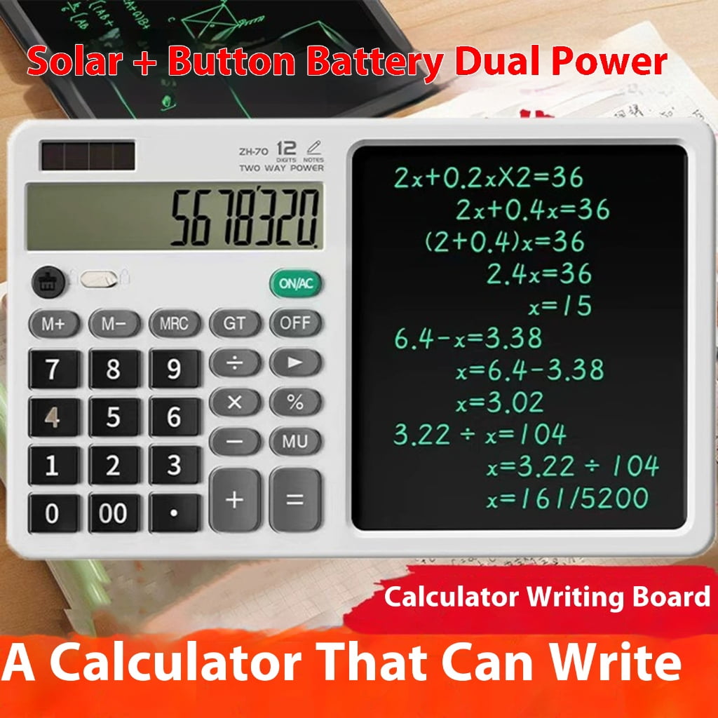 WINDLAND 2 In 1 Calculator And Writing Pad With Large Screen Solar Battery Powereds