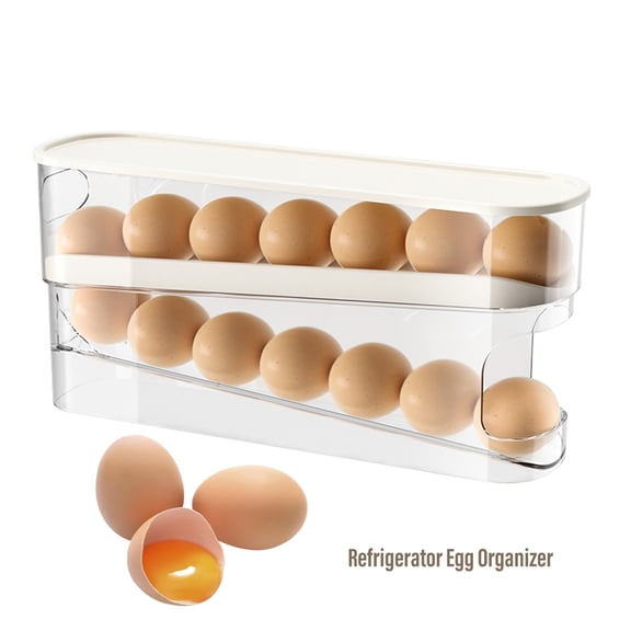 KUEON Egg Container for Fridge, Clear Stackable Egg Holder with Lid, BPA-Free, for Kitchen or Pantry Storage