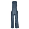 thumbnail image 5 of Umfun Women's Vintage Wash Sleeveless Denim Jumpsuit with Drawstring Waist - Loose Fit Wide Leg Overalls for Beach Holiday & Daily Outings, 5 of 9