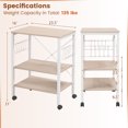 thumbnail image 3 of Costway 3-Tier Kitchen Baker's Rack Microwave Oven Storage Cart w/ Hooks Beige, 3 of 10