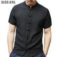 thumbnail image 2 of Camisetas Tops, Ropa De Estilo Chino Traje Tang - Camisa De Manga Corta Negra De Kung Fu para Hombres, 2 of 6
