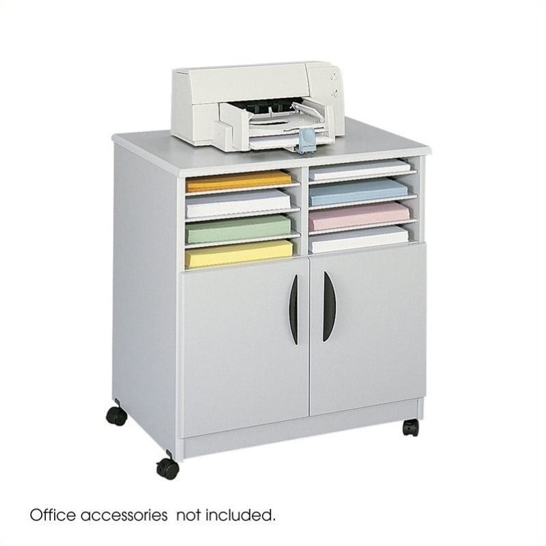 Safco Mobile Printer Stand With Sorter In Gray Qty