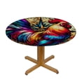 thumbnail image 3 of PIKWEEK  Fitted Round Tablecloth with Elastic Edge Wipe Clean Rooster Vintage Table Cloth for Outdoor/Indoor Use,Fits Round Tables, 3 of 7