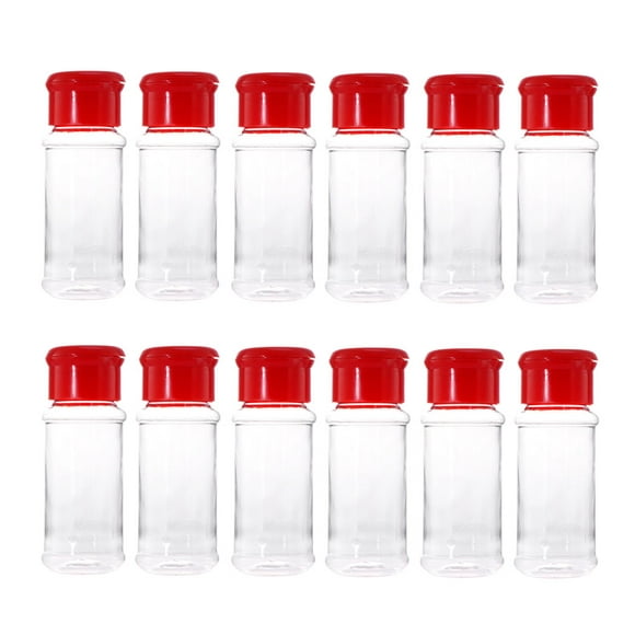 24pcs Plastic Spice Pot Seasoning Bottles Pepper Shakers Salt Jar Condiment Can Cruet for Barbecue Kitchen Red