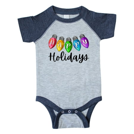

Inktastic Happy Holidays Rainbow Christmas Lights Gift Baby Boy or Baby Girl Bodysuit
