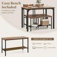 thumbnail image 6 of Gymax 4pcs Dining Table Set Rustic Desk 2 Chairs & Bench w/ Storage Rack Brown, 6 of 10