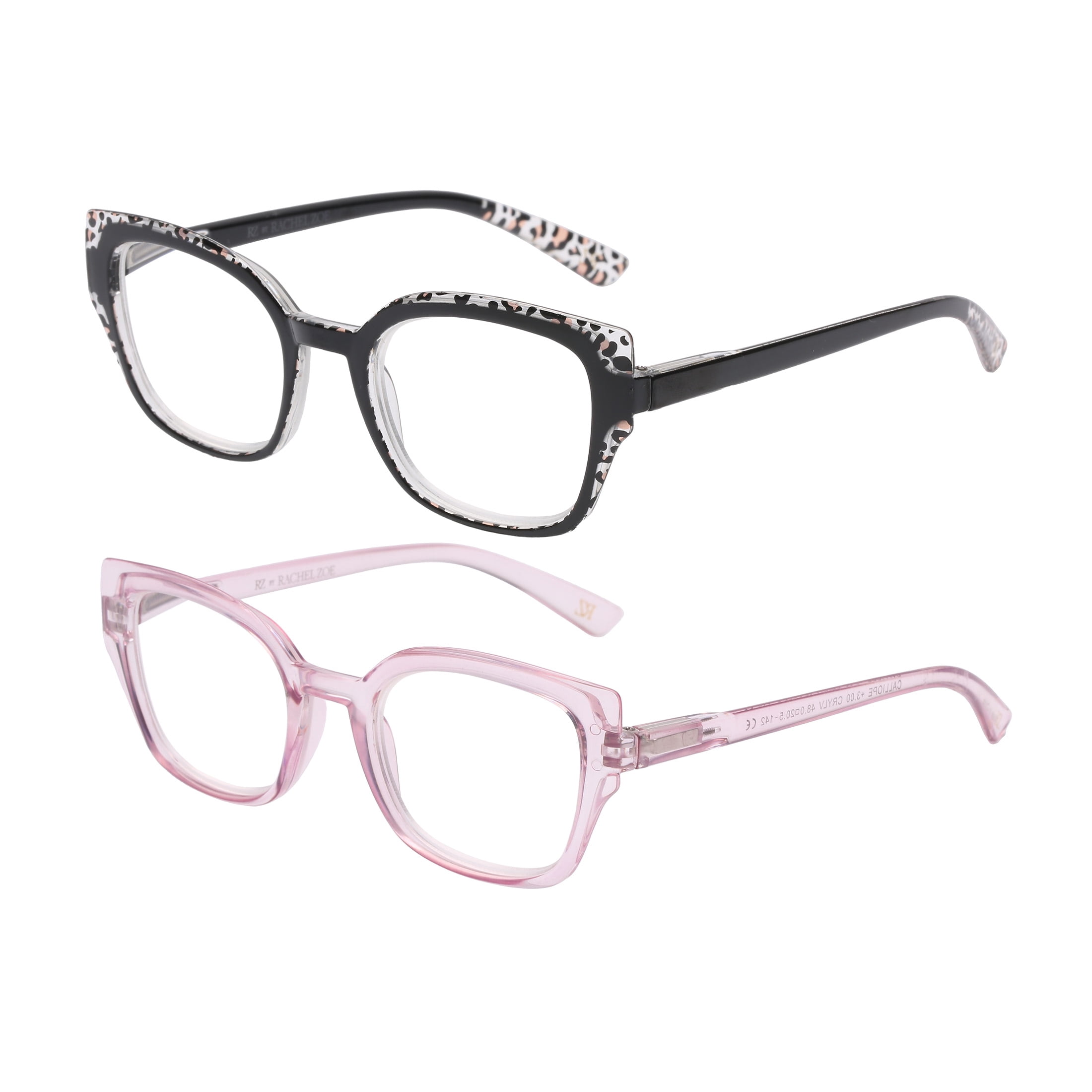 Rz by Rachel Zoe Womens Cateye Reading Glasses with Case, Lavender Crystal/Black, Calliope +1.75