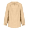 thumbnail image 3 of Olyvenn Stylish Womens Tops Dressy Casual Lantern Long Sleeve Shirts Spring Outfits Textured Business Blouses V Neck Button Down Shirts Khaki 12, 3 of 5